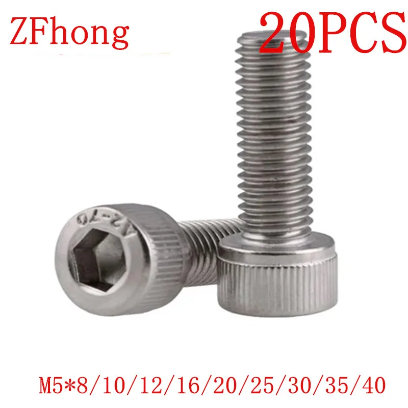

20pcs/lot din912 stainless steel 304 M5*6 to 40mm hex socket cap head screw