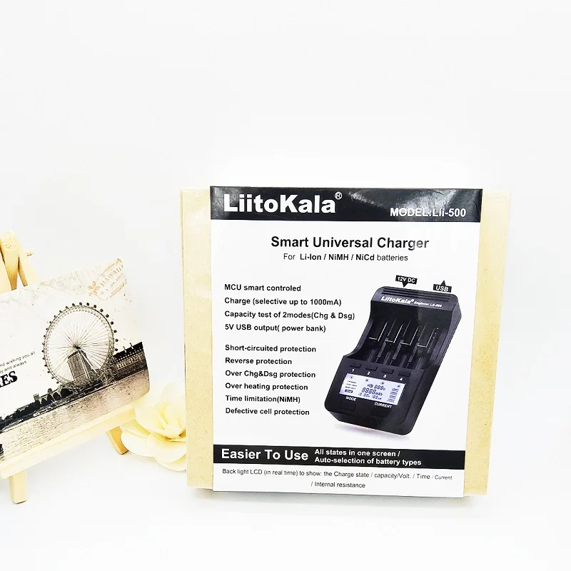 LiitoKala lii-500 3,7 V 18650 26650 зарядное устройство+ 4 шт 3,7 V 18650 3400mAh INR18650B аккумуляторная батарея для фонариков