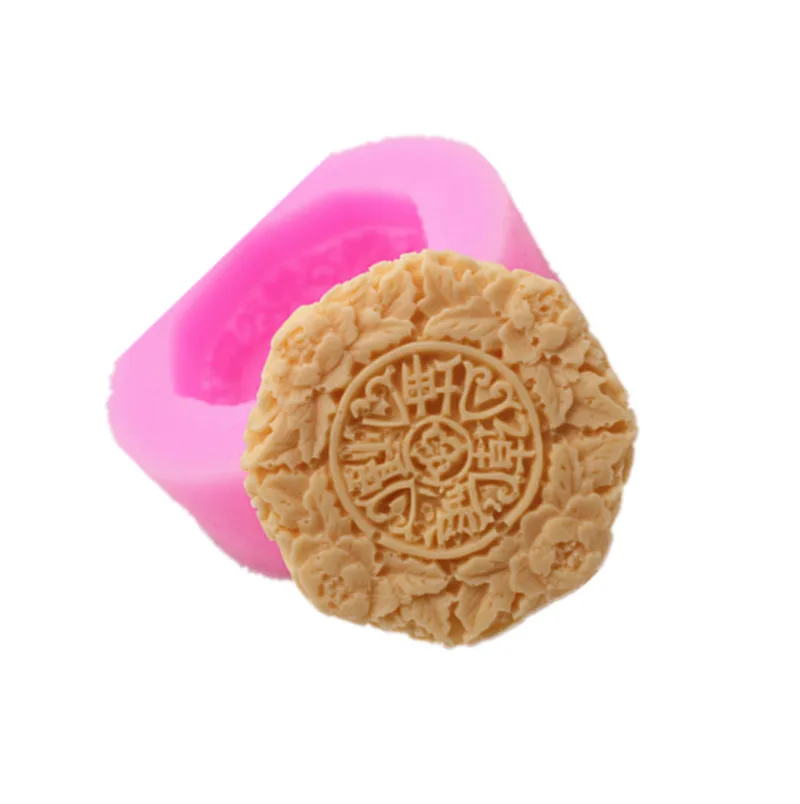 

Flower Pattern Soap Making Silicone Mold Moon Cake Shape Handmade Craft Bath Soap Silicone Mold Food Grade Material