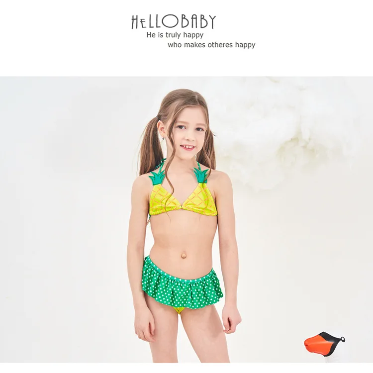 Детские купальные костюмы ананас, детские летние купальники из двух предметов, комплект бикини для девочек, пляжная одежда, купальник для девочек, танкини, бикини