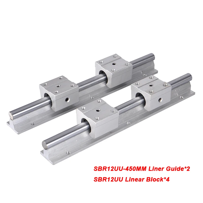 

2pcs SBR12 450mm 12MM Linear Guide Rail 4pcs SBR20UU Linear Bearing Blocks For CNC Part Tools XYZ