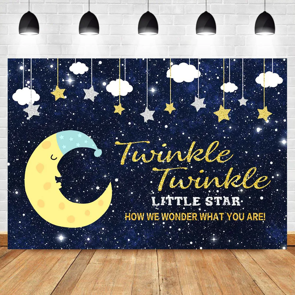 

NeoBack Baby Shower Photography Backdrops Twinkle Twinkle Little Star Watercolor Sky Photo Studio Background Newborn Photocall