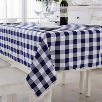 

6 Color Modern Simplicity Plaid Tablecloths Lace Stitching Multi-function Restaurant Banquet Table Cloth Restaurant Rectangular
