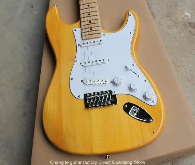 New Arrival Maple fingerboard 6 strings Tremolo ST Light yellow tremolo chrome Electric Guitar