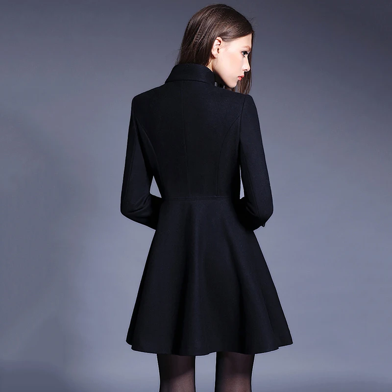 Féminine Laine Femmes Pur Cachemire 2018 Black Survêtement Élégant Breasted La caramel Double Colour Mode Mince Veste Nouveau Manteau De Col Stand red Plus Taille 6dZ8dwx