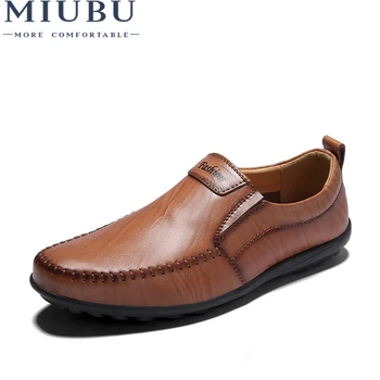 

MIUBU Brand Men Casual Shoes Leather Slip-on Fashion Breather Men Shoes Summer Zapatos Hombre
