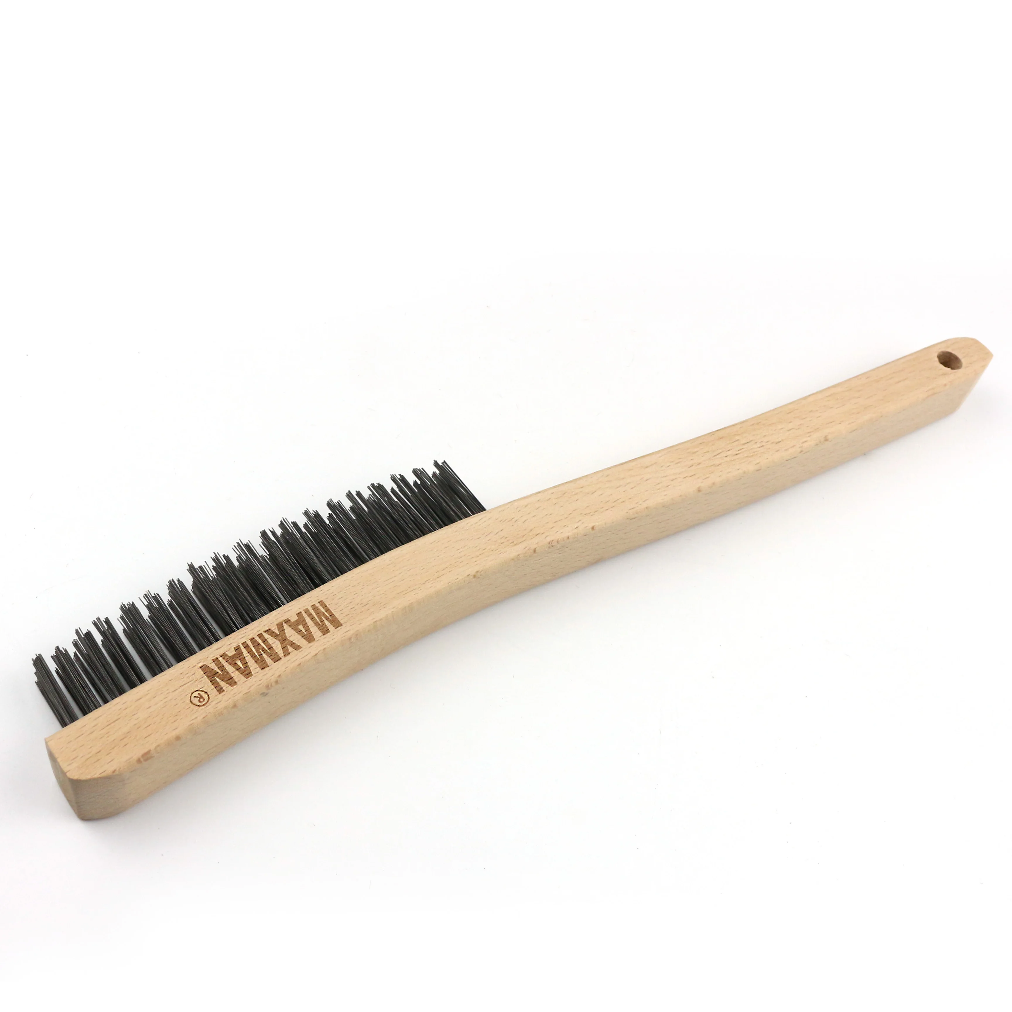 MAXMAN Brush 3X19 Row Carbon Steel Wire Brush High Grade Beech Brsuh for Rust Removal Decontamination Polishing of Cleaning