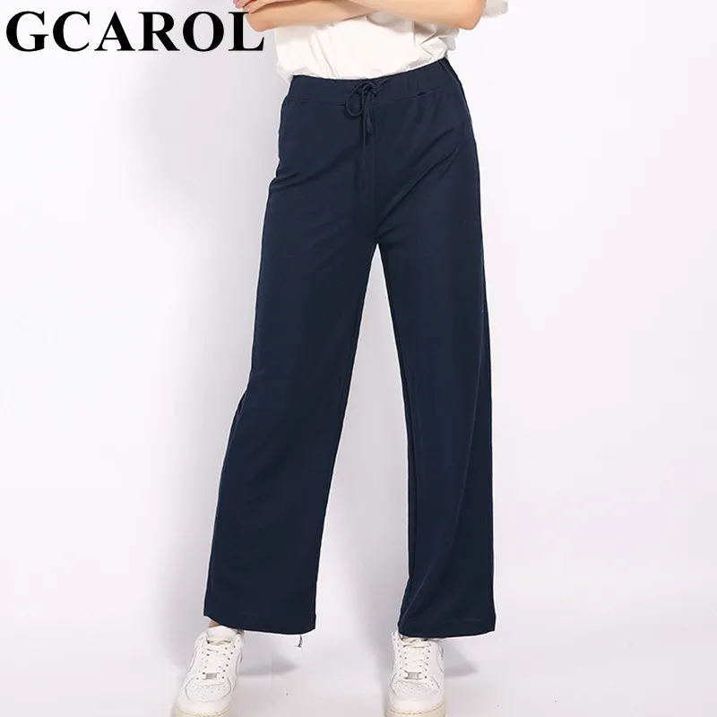 

GCAROL 2019 New Women Drawstring Drape Pants High Waist Straight Leg Breathable Active Pants Thin Spring Fall Trousers S-XL