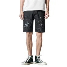 Модные джинсовые шорты Для мужчин летняя хлопковая Повседневное камуфляжной окраской для отдыха патч в чернильную крапинку для Краски точка печати Короткие штаны z0220