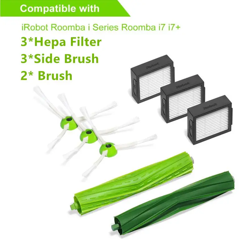 

3*Hepa Filter + 3*Side Brush +2* Brush Roll for iRobot Roomba i7 E5 E6 I Series Robot Vacuum Cleaner Replacement Spare Parts