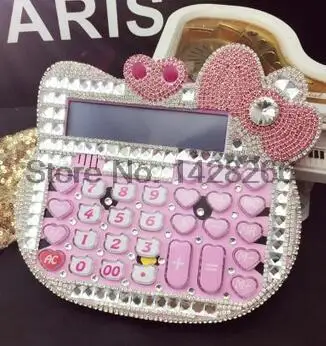 2016 New 12 digit pink cute hello kitty font b calculator b font wholesale 17 18CM