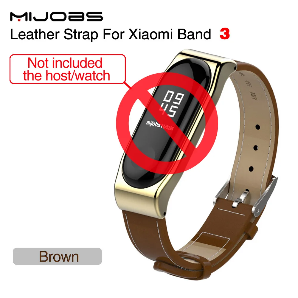 Mijobs для Xiaomi mi band 3 ремешок на запястье ремень из натуральной кожи браслет Mi Band