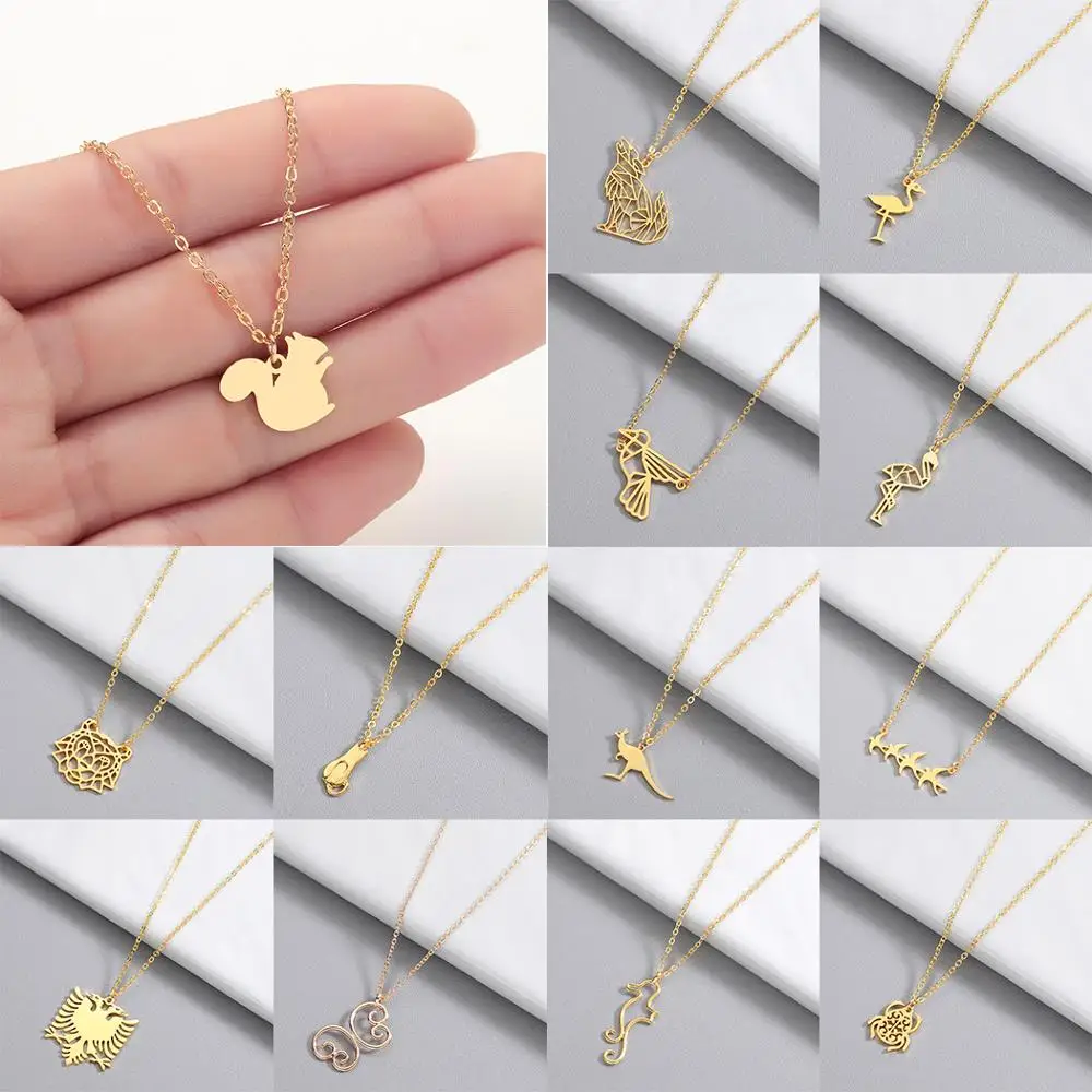 QIAMNI Dainty цветок волна шар Луна рыбий хвост кулон ожерелье для вечеринки подарок на