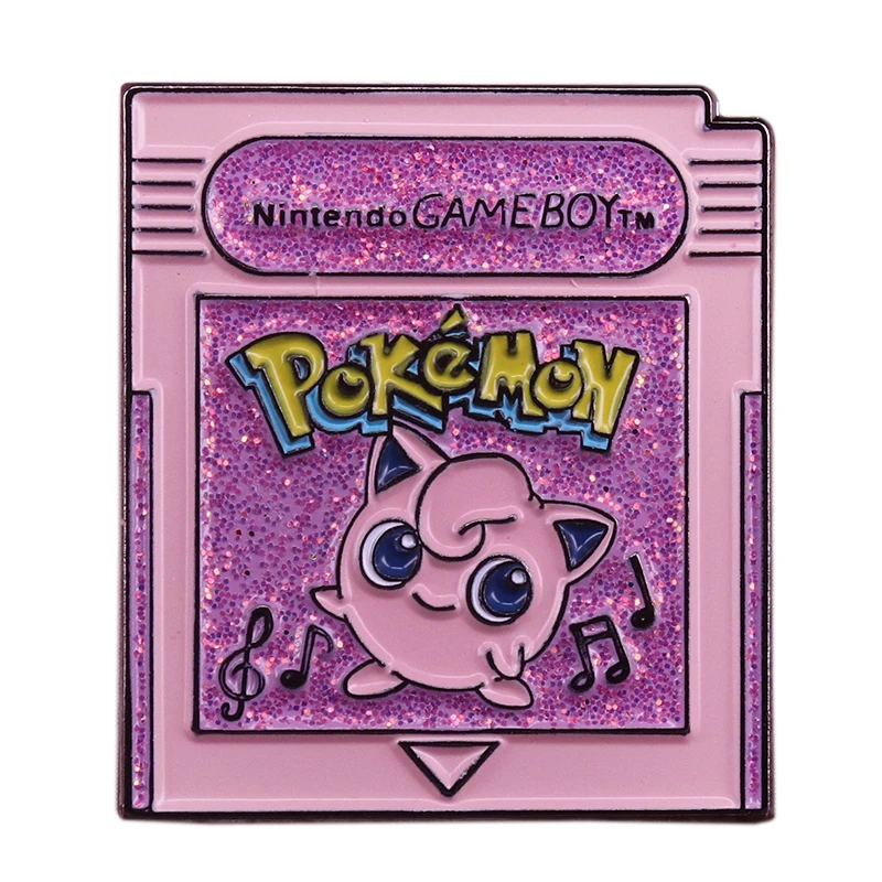 

Pokemon fantasy cartridge brooch pink glitter game pin cute Jigglypuff music badge game boy gift pop accessory