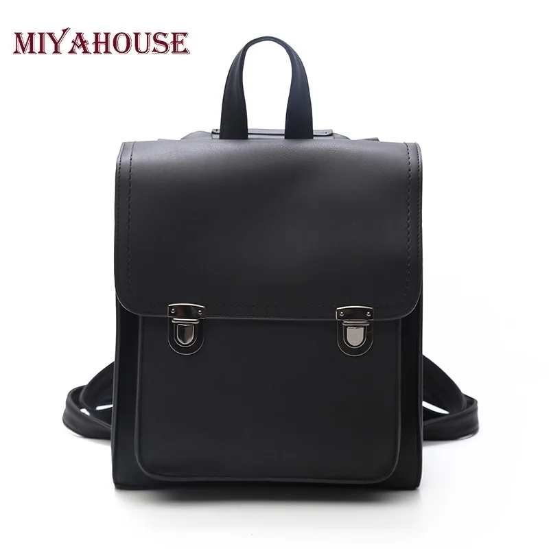 

Miyahouse New Fashion PU Leather Women Backpack High Quality Travel Female Mochila Vintage School Bags For Teenagers Girls