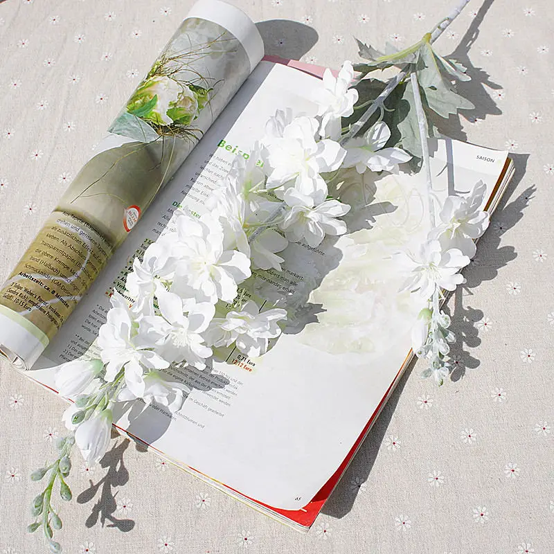 Новые длинные шелковые цветы Искусственные цветы Свадебные вечерние украшения Флорес Флер искусственные цветы - Цвет: White