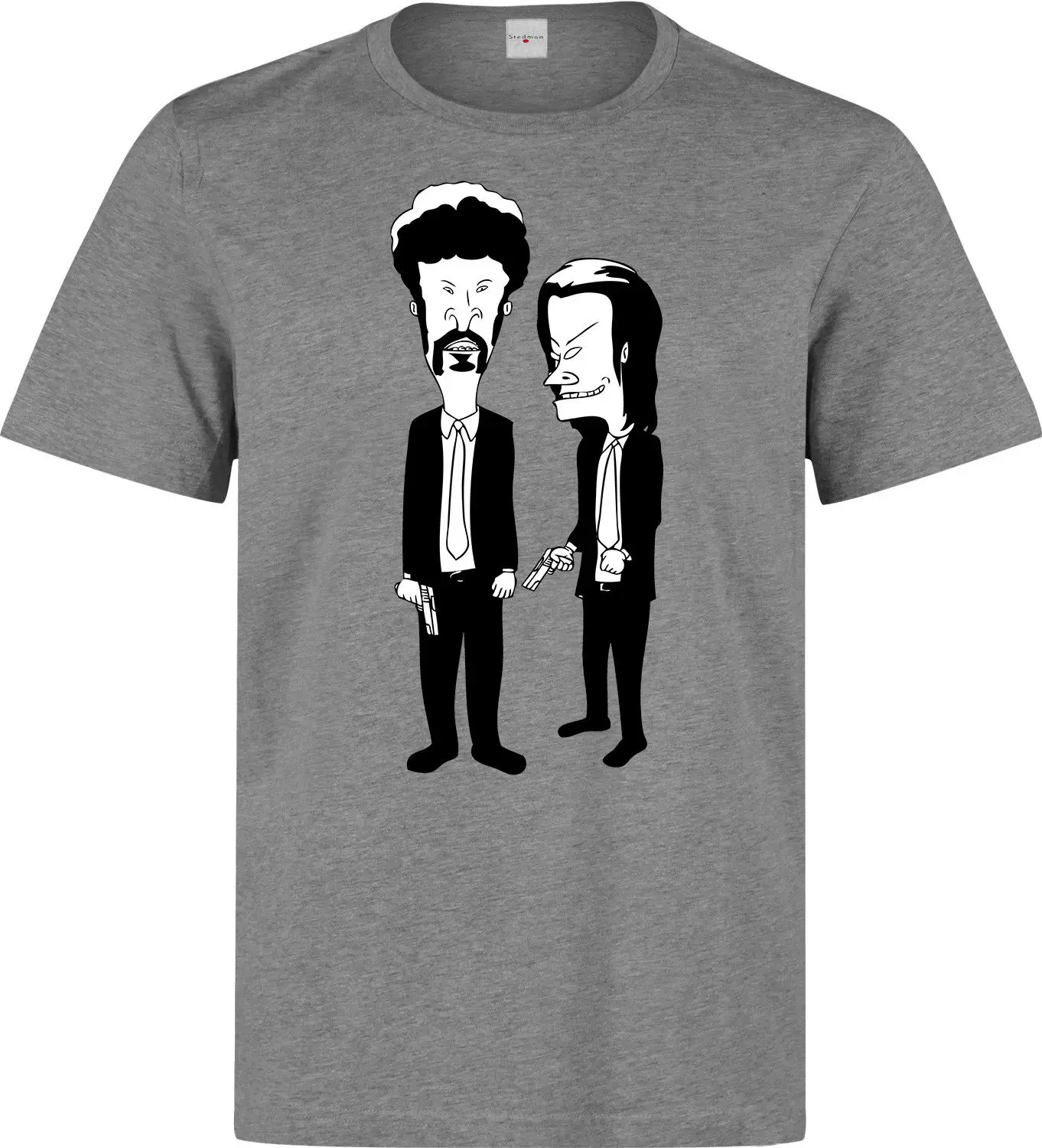 Beavis And Butthead Pulp Fiction Mashup Art Men (woman's available) grey t shirt 100% Cotton T Shirts Brand Clothing Tops Tees