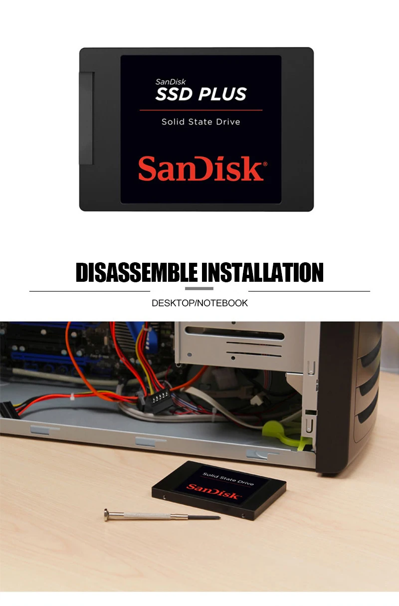 Sandisk SSD Plus Внутренний твердотельный жесткий диск SATA III 2," 120 GB 240GB 480GB ноутбук твердотельный диск SSD
