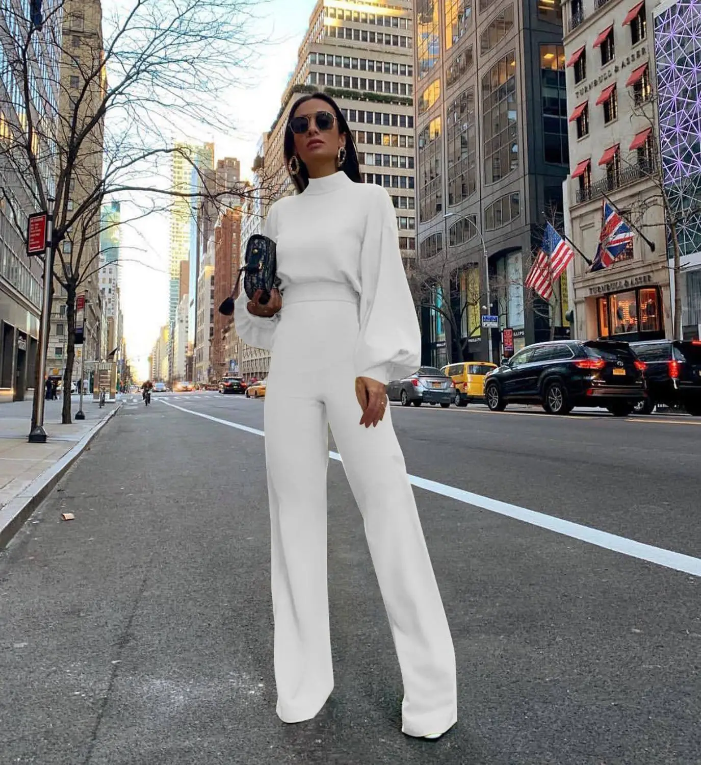 

Sexy Summer Rompers Womens Jumpsuit 2019 Clubwear Party Long Sleeve White Yellow Ladies Jumpsuits Wide Leg Long Trousers Pants