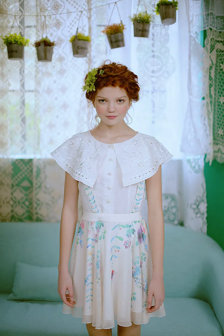 Verano Lynette's Alta Niñas White Pintura Los Original Milk Imprimir Falda Del De Mujeres Mori Vintage 2016 Chinoiserie Diseño Gran Dobladillo Apoyos Calidad wrSEw4q