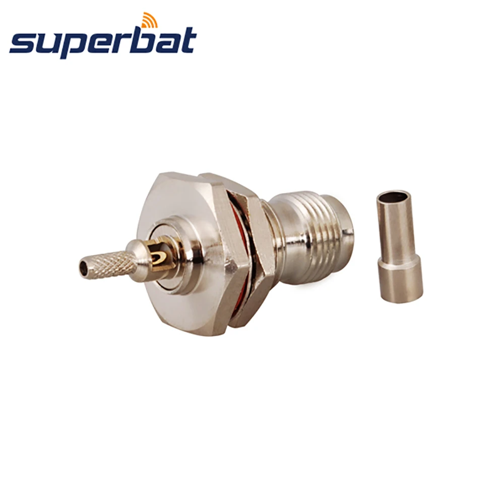 Superbat TNC Crimp Female Bulkhead O-Ring RF Coaxial Connector for RG174 RG178 RG316 LMR100 Coaxial Cables - Cable Connector