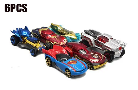 Горячая 1: 64 игрушечный автомобиль Мстители против Лиги Справедливости автомобиль литье под давлением и игрушечный автомобиль литье под давлением Модель автомобиля игрушки для детей - Цвет: Justice league 6PCS