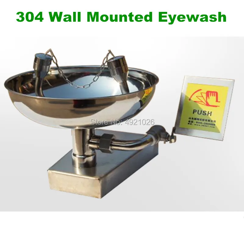 Emergency Eyewash Station 304 Stainless Steel Wall-Mounted Face Washer Station