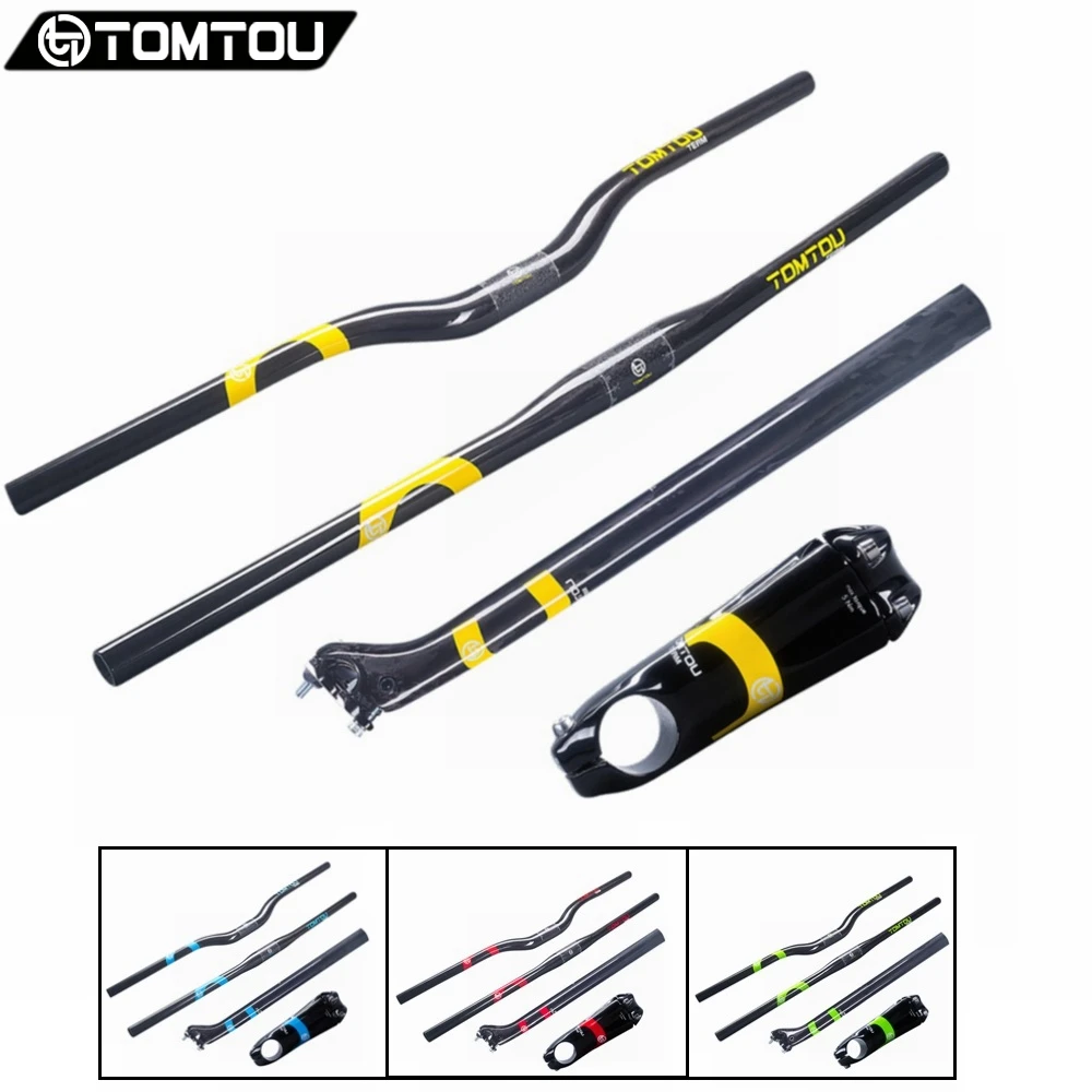 

TOMTOU Full UD Carbon Mountain Bicycle Handlebar Stem Seatpost Cycling MTB Handlebars Set Bike Parts
