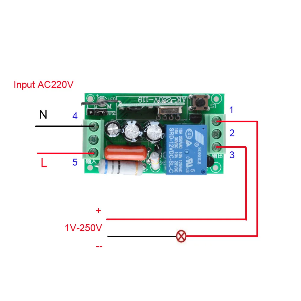Ak 220v 119 Ac 220v 1ch 10a Wireless Remote Control Light Switch