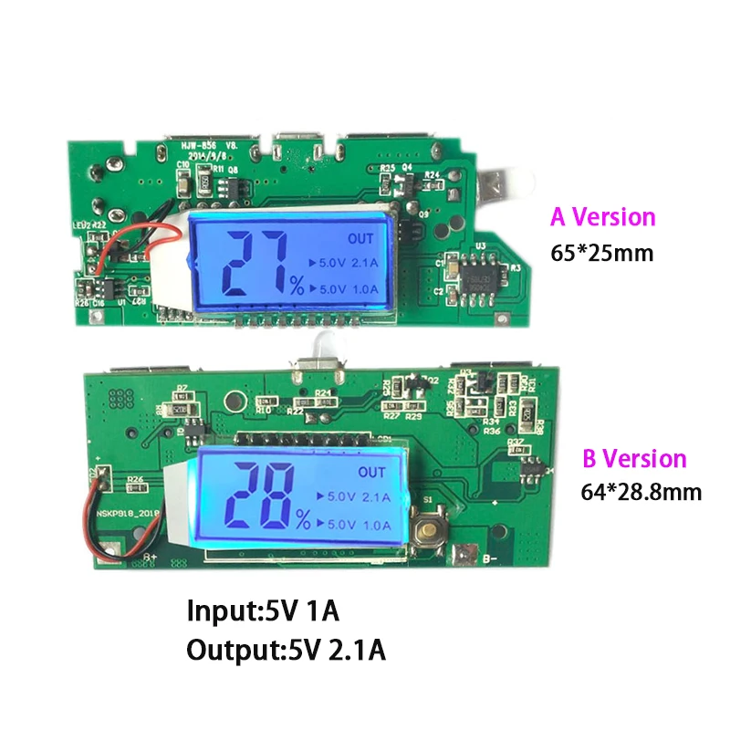 ЖК-дисплей зарядное устройство печатная плата DIY 18650 полимер Lipo Li-Ion 5V повышающий Повышающий Модуль питания PCBA 2A 2.1A