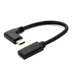 Тип C USB 3,1 мужчина к USB-C женский 90D прямоугольный для расширения данных Кабельный 20 см