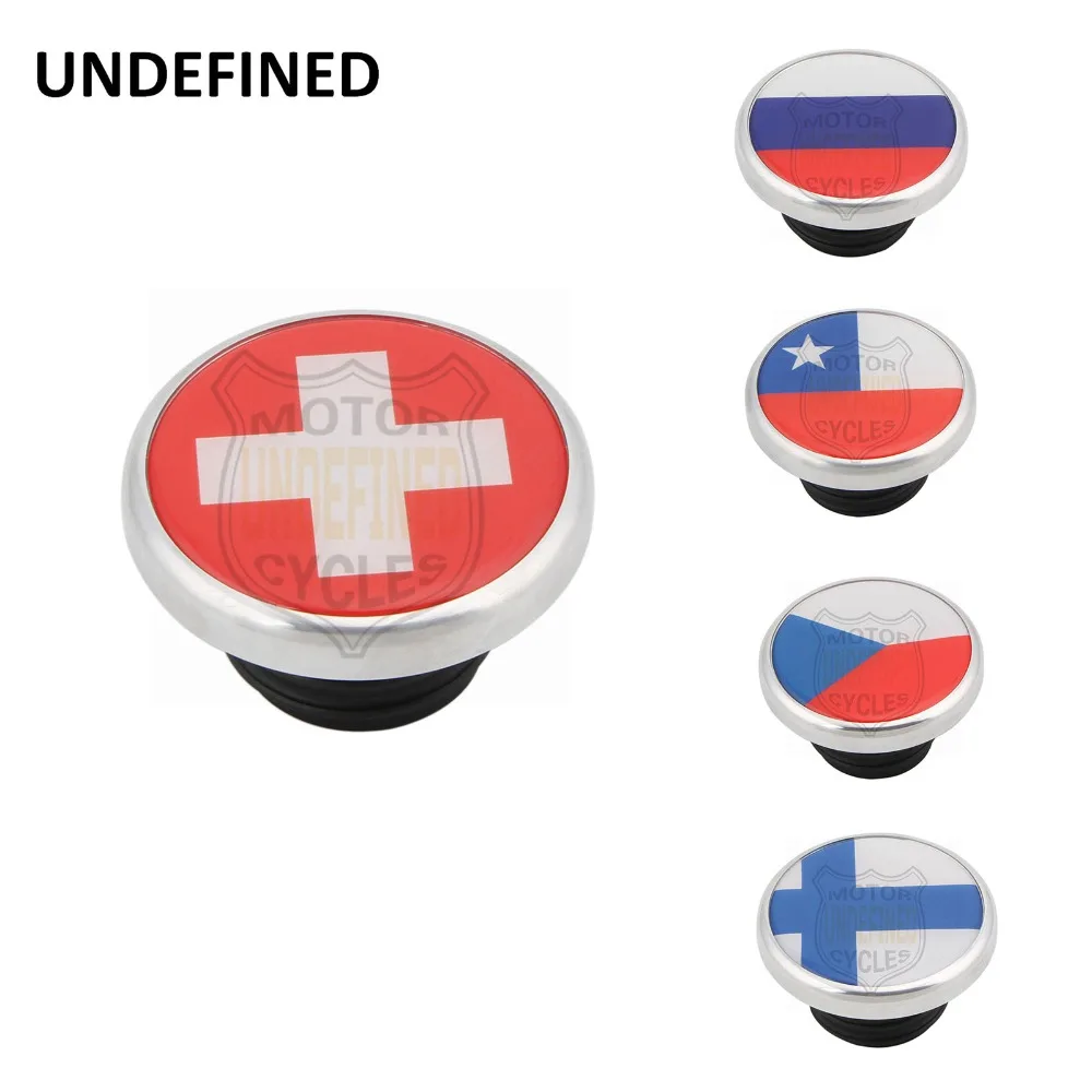 

Chrome Polished Fuel Gas Tank Cap Cover Switzerland Chile Flag Custom Vented Cap for Harley Sportster XL Road King Softail Dyna