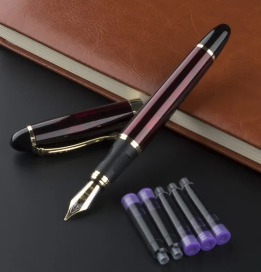 Jinhao X450 перьевая ручка 0,5 мм черный металлический держатель ручки с 5 шт. чернильный картридж Подарочная коробка офис - Цвет: 7