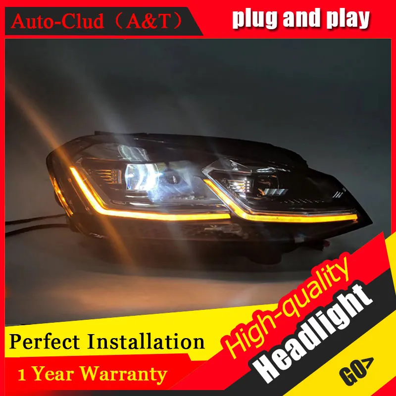 Acheter Auto Clud Styling De Voiture Pour VW golf 7 phares 2013 2017 Pour golf 7 tête lampe led DRL avant bi Lentille Xénon Double Faisceau HID KIT