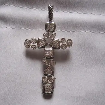 شراءالصلبة فضة مجوهرات الماس النثار الصليب قلادة تصميم 925 الفضة النساء محسن عيد الميلاد هدايا عيد الأم هدايا
