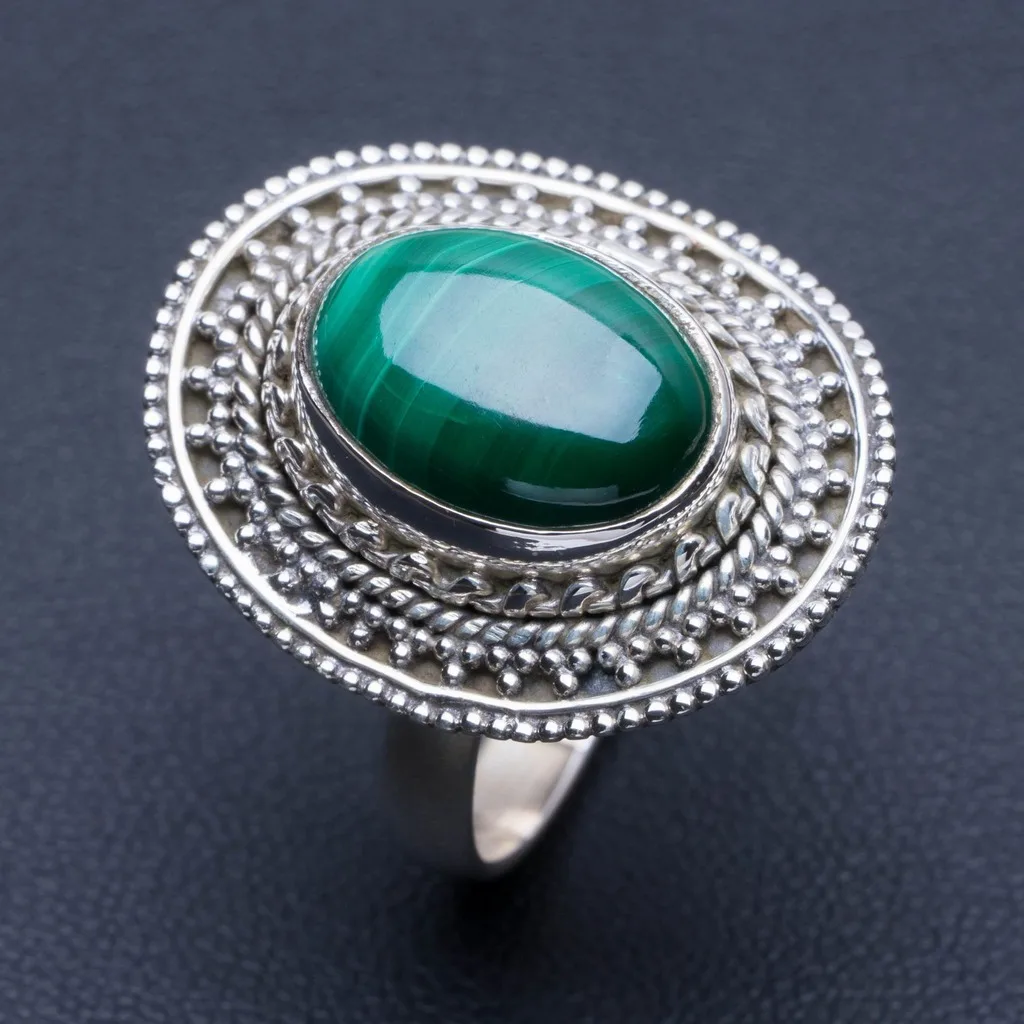 

Natural Malachite 925 Sterling Silver Ring, US Size 8.75 Q2326