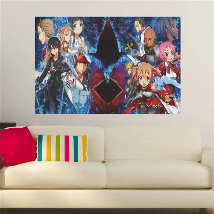 Custom canvas print sword art online poster fabric cloth silk wall poster print Silk Fabric Print Picture SQ0428-LZY-09