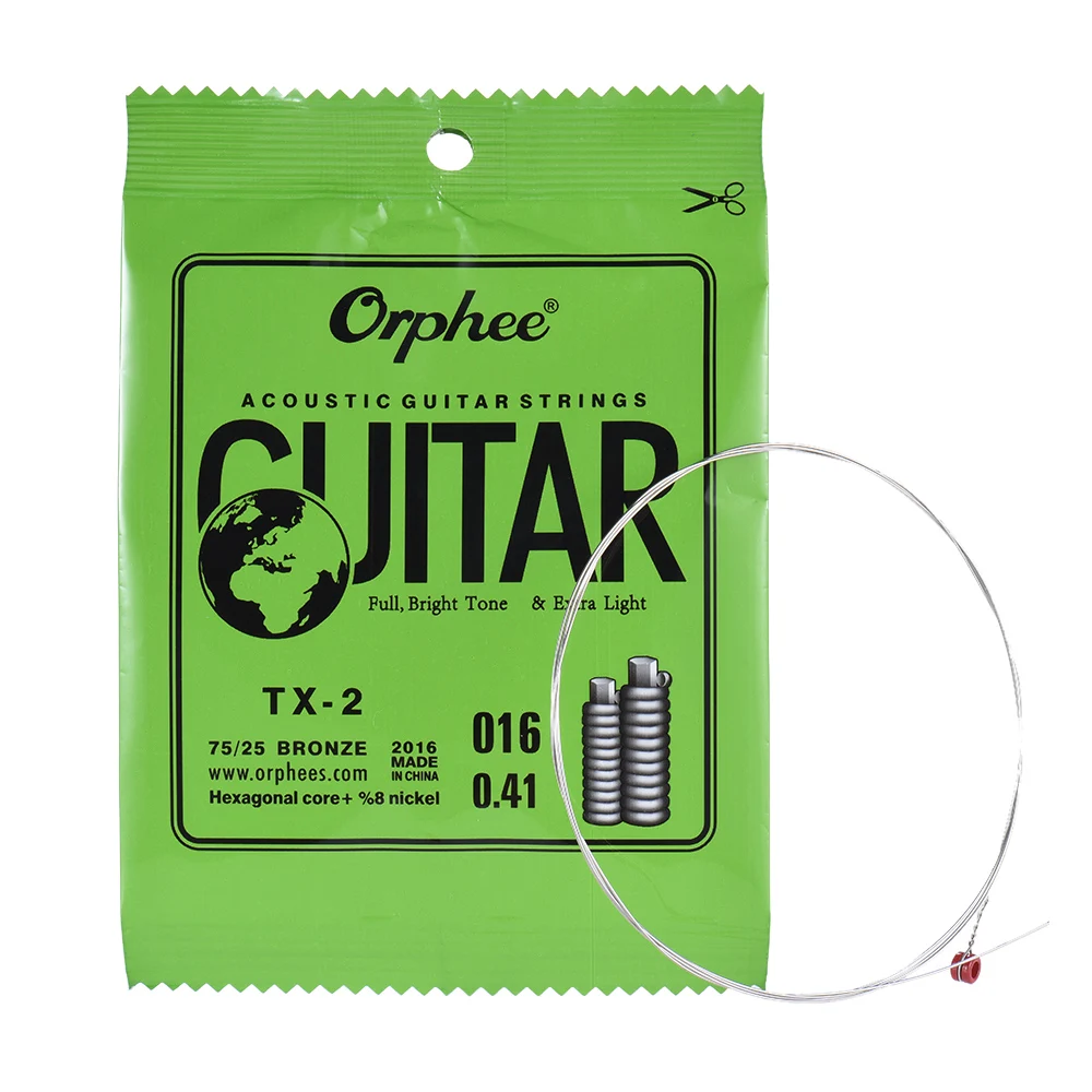 Orphee TX-1 одинарные Сменные Струны для акустической фольклорной гитары 1st E-String(. 010) сердечник из высокоуглеродистой стали, 10 шт. в упаковке