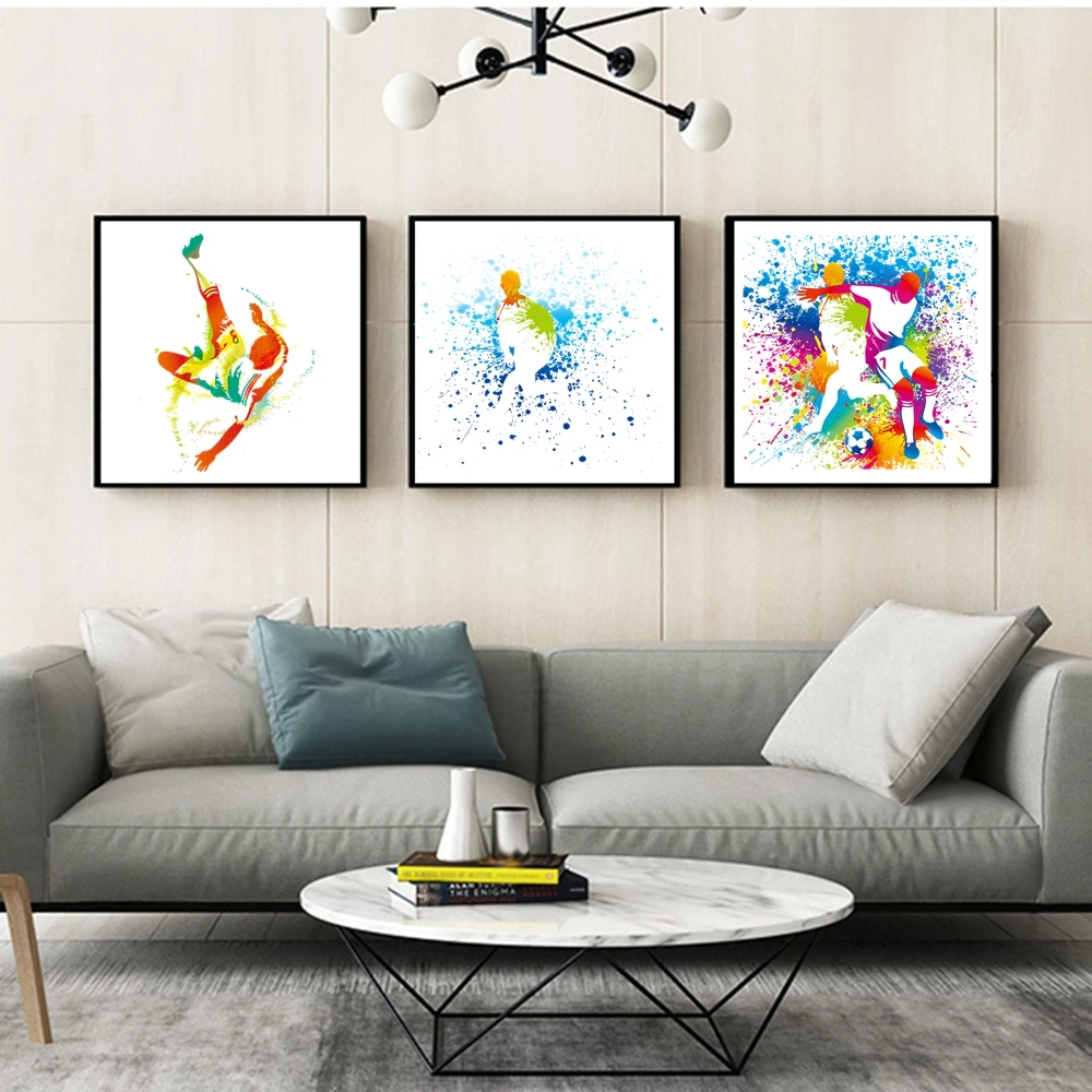 

Inkjet Canvas Print Football Game Sport Picture for Room Dormitory Wall Decor Soccer Poster Painting Artwork Watercolor Dropship