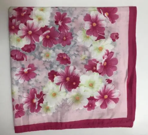 Супер Распродажа, прекрасный цветочный чистый хлопок, женский платок, экологичный узор, платок 41 см, отличный подарок для девочек, квадратный карман - Цвет: Лаванда