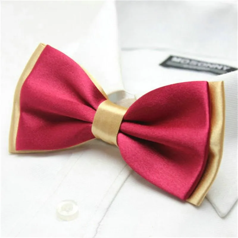 

men's fashion bow tie butterfly bowknot double color solid adult bow ties for men black white red