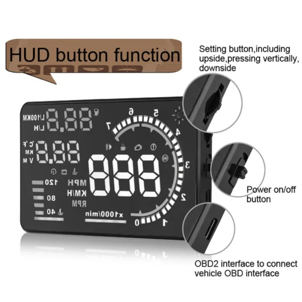 A8 HUD головной дисплей OBD HD Скорость Цифровые Проекторы для автомобильной общего назначения