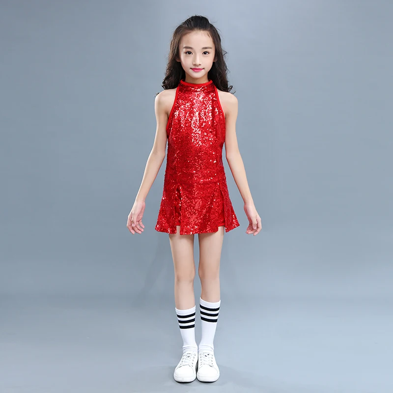 Children Sequin Jazz Dance Costume Girl Hop-hip Dance Clothing Tops +Pants Street Dance Costumes DJ/DS Damce Garment 90