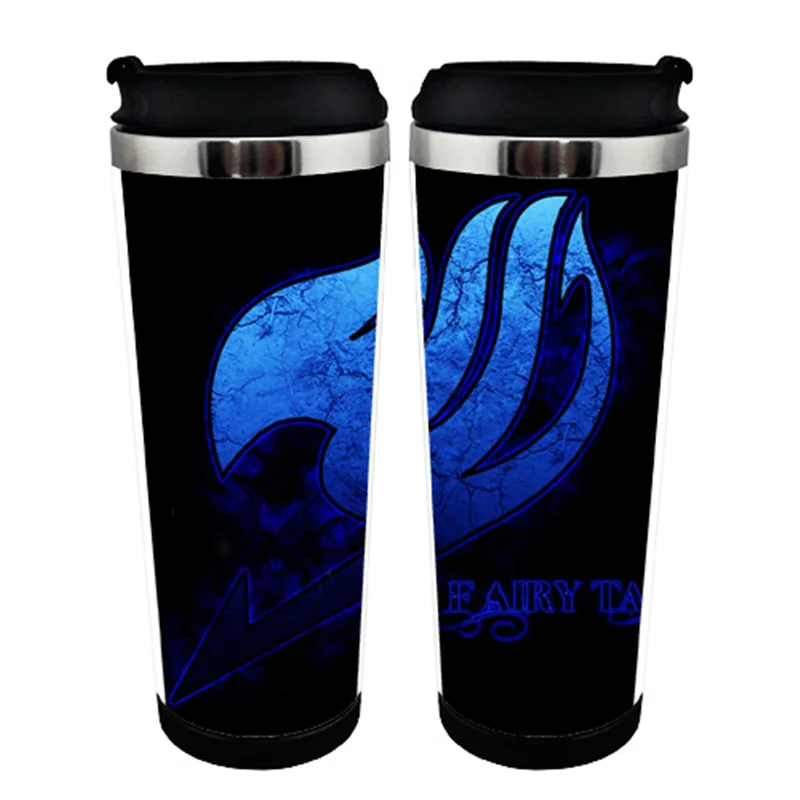 Beste HOT KOOP Japanse Anime Fairy Tail Dubbele Isolatie Mok Koffie Cup Plastic liner en Roestvrij staal liner Ruimte Cup