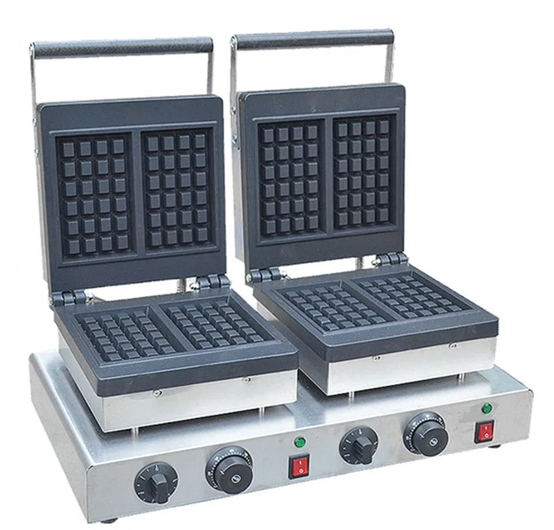 Jamielin Commerical Egg Lolly Muffin Waffle Iron Square Belgium Waffle Making Machine Double
