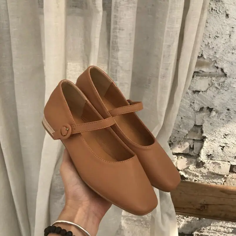 

square toe mary janes shoes ankle belt flats soft leather summer moccasins ladies casual loafers vintage chaussures femme 335