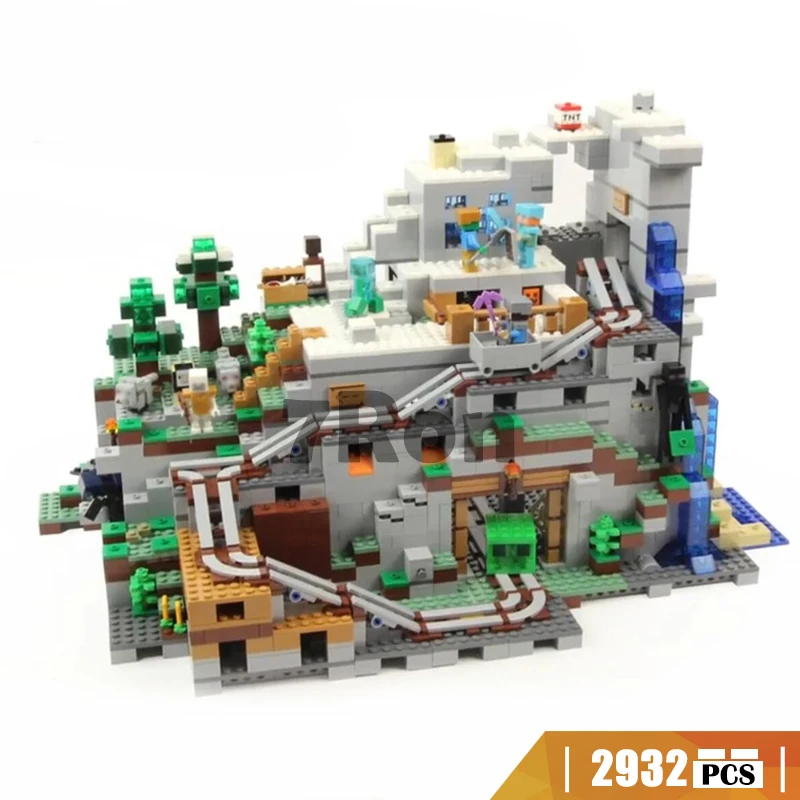 

18032 Compatible with Lego blocks Minecraft 21137 The Mountain Cave Model building toys hobbies bricks for children Gift Kids