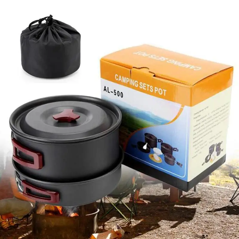 

1PC Ultralight Camping Cookware Outdoor Tableware Set Hiking Picnic Backpacking Camping Tableware Pot Pan 3-5persons L3