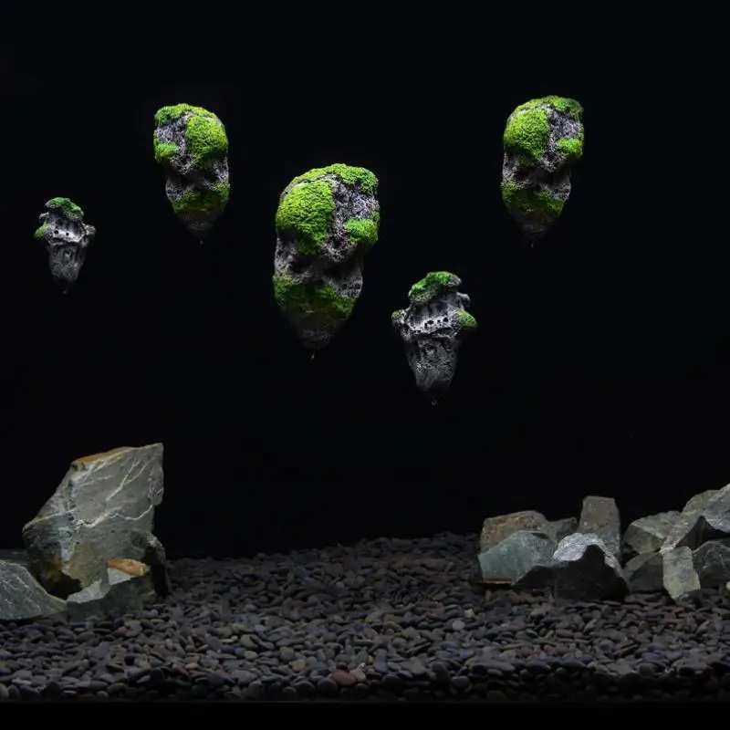 Image Hot Sale 2 Sizes Resin Aquarium Artificial Flying Stone Decoration Pumice Ornament Moss Floating Rock For Fish Tank Landscaping