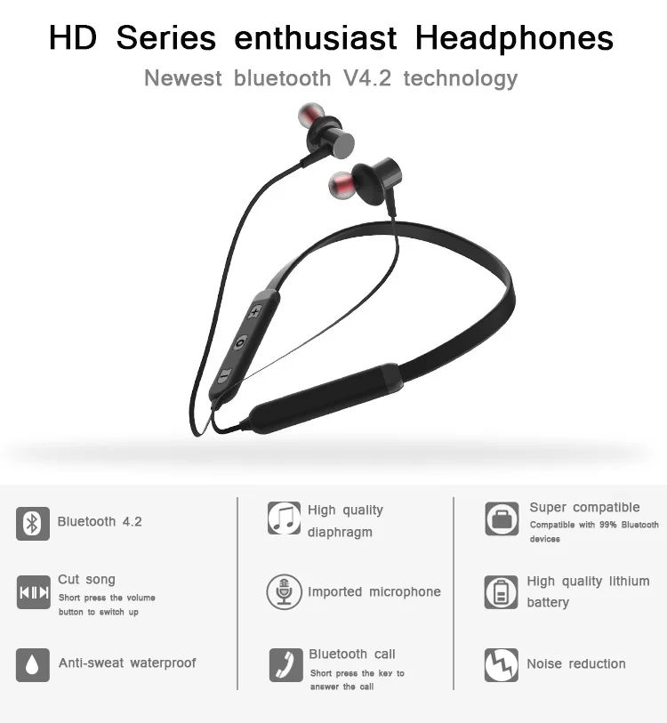 Volemer Bluetooth Earphone Magnetic Wireless Sport Neckband Headphones With Mic  Headset Stereo Earbuds For Moblie Phone Xiaomi (3)